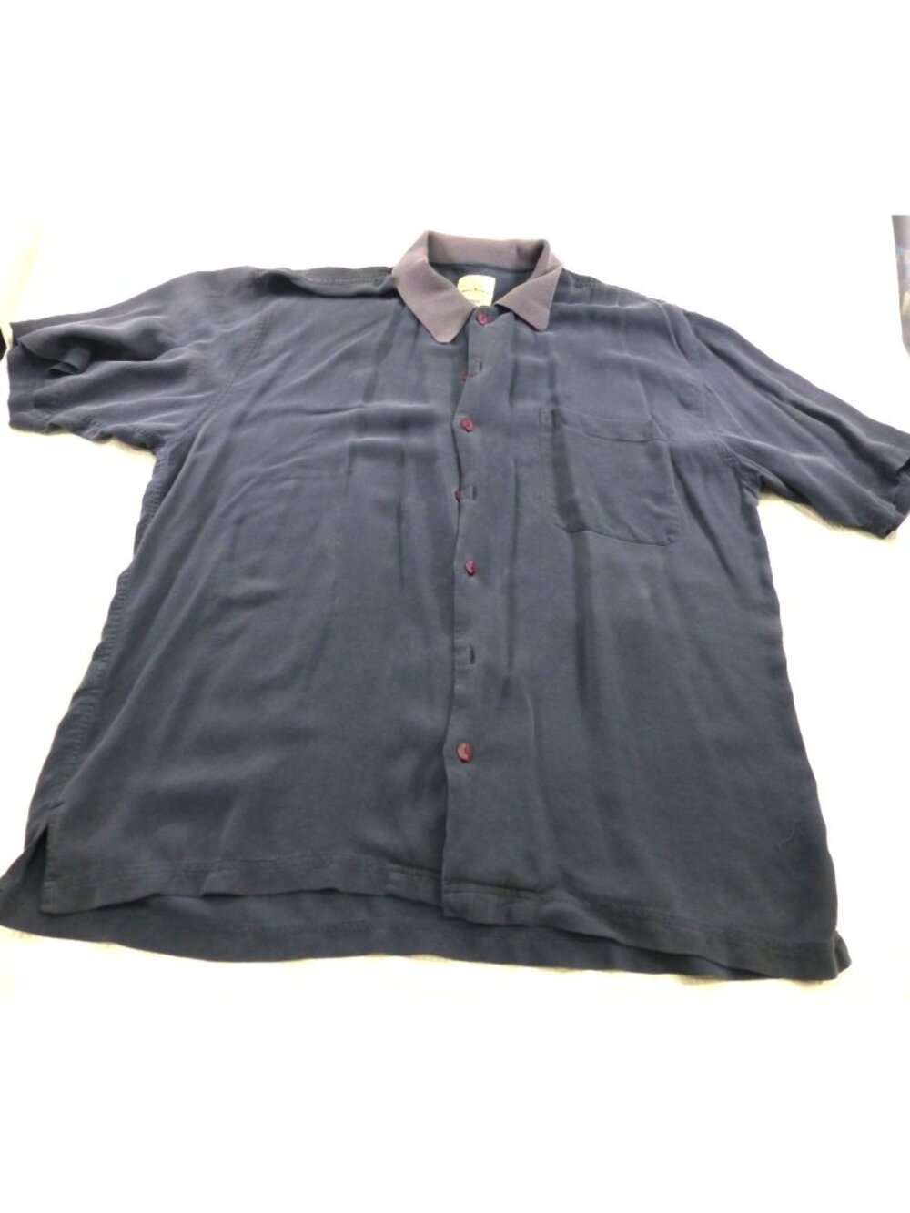 Tommy Bahama Mens Relax 100% Silk Shirt L Grey Short Sleeve Polo
